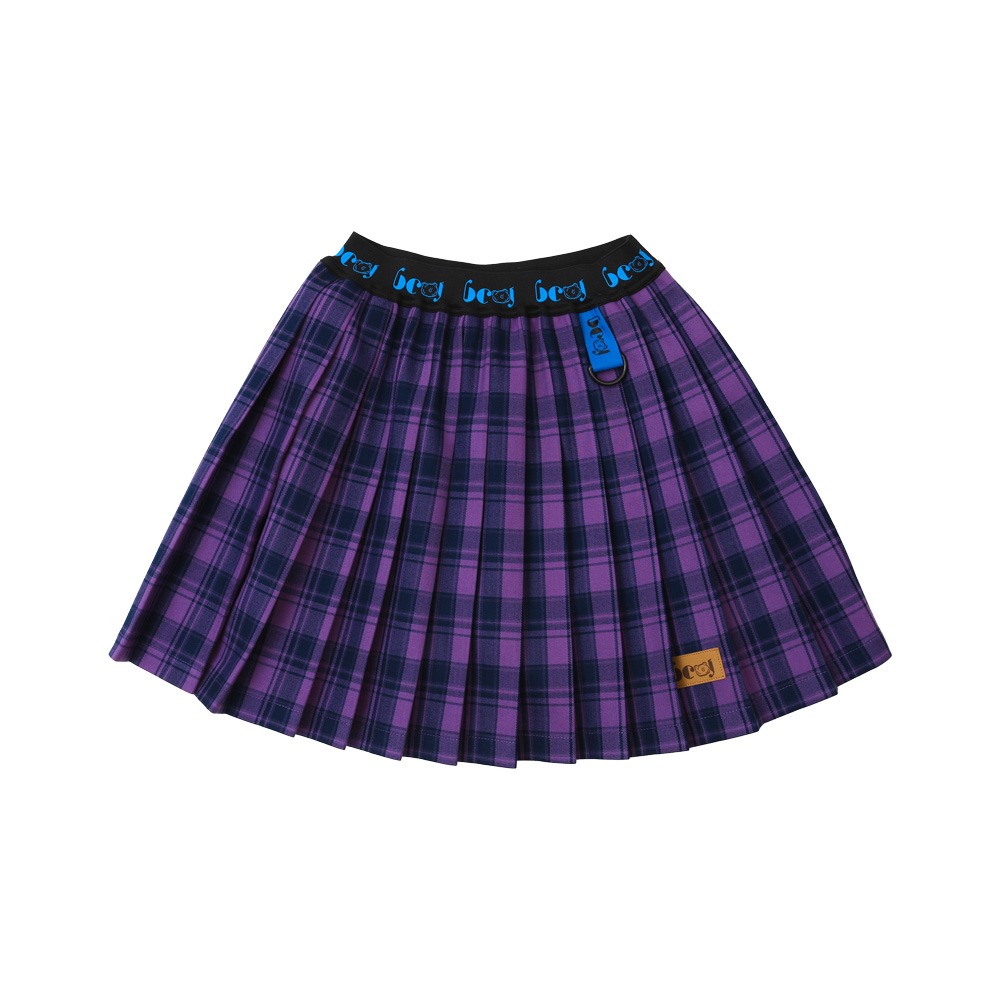 BEJ Check pleated skirt (purple)
