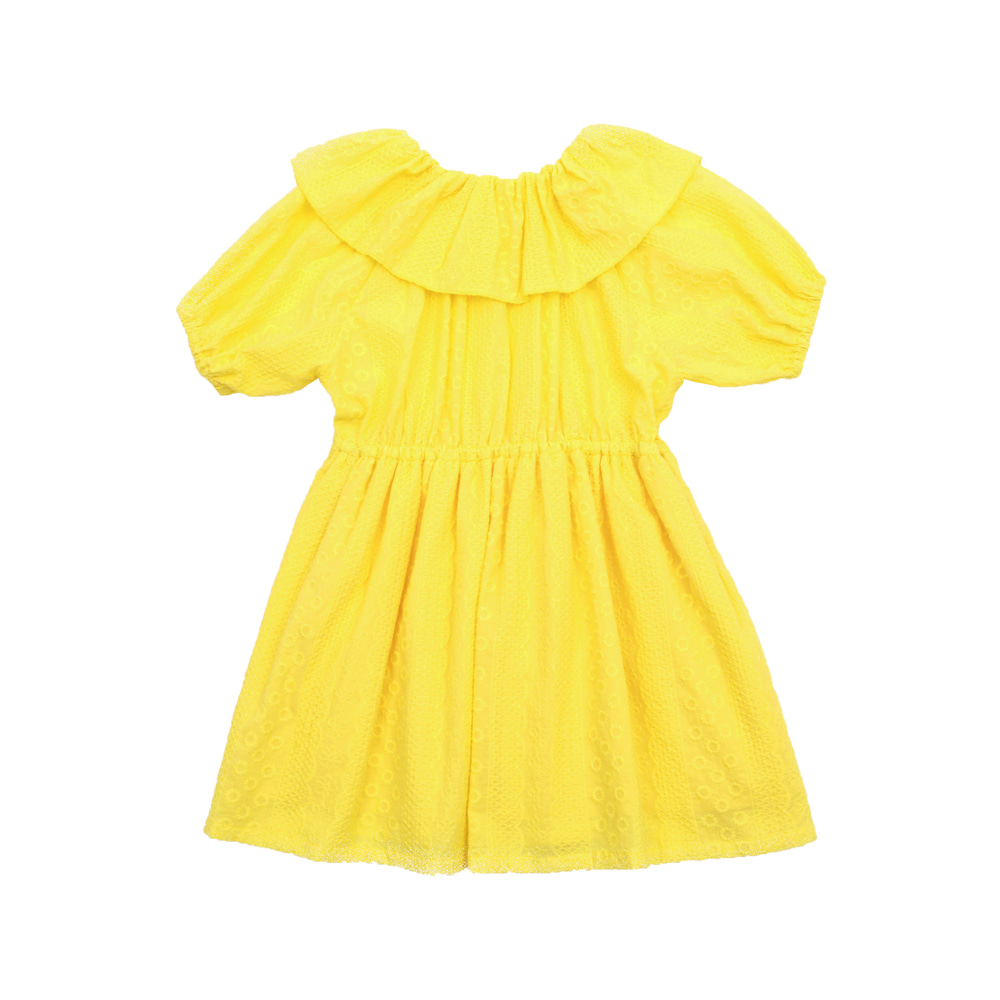 [바로배송] Yellow cotton lace dress