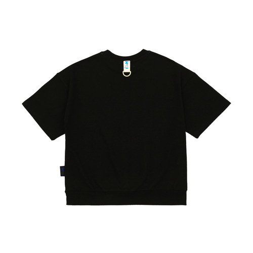 [바로배송] BEJ school emblem half sleeve sweatshirt (BLACK)