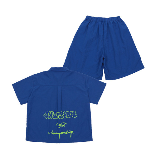 [LIMITED EDITION 20% 할인율 적용 87,000→69,600] Graffiti blue half shirt + pants set