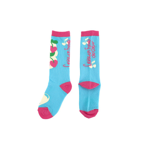 Heart cherry knee socks