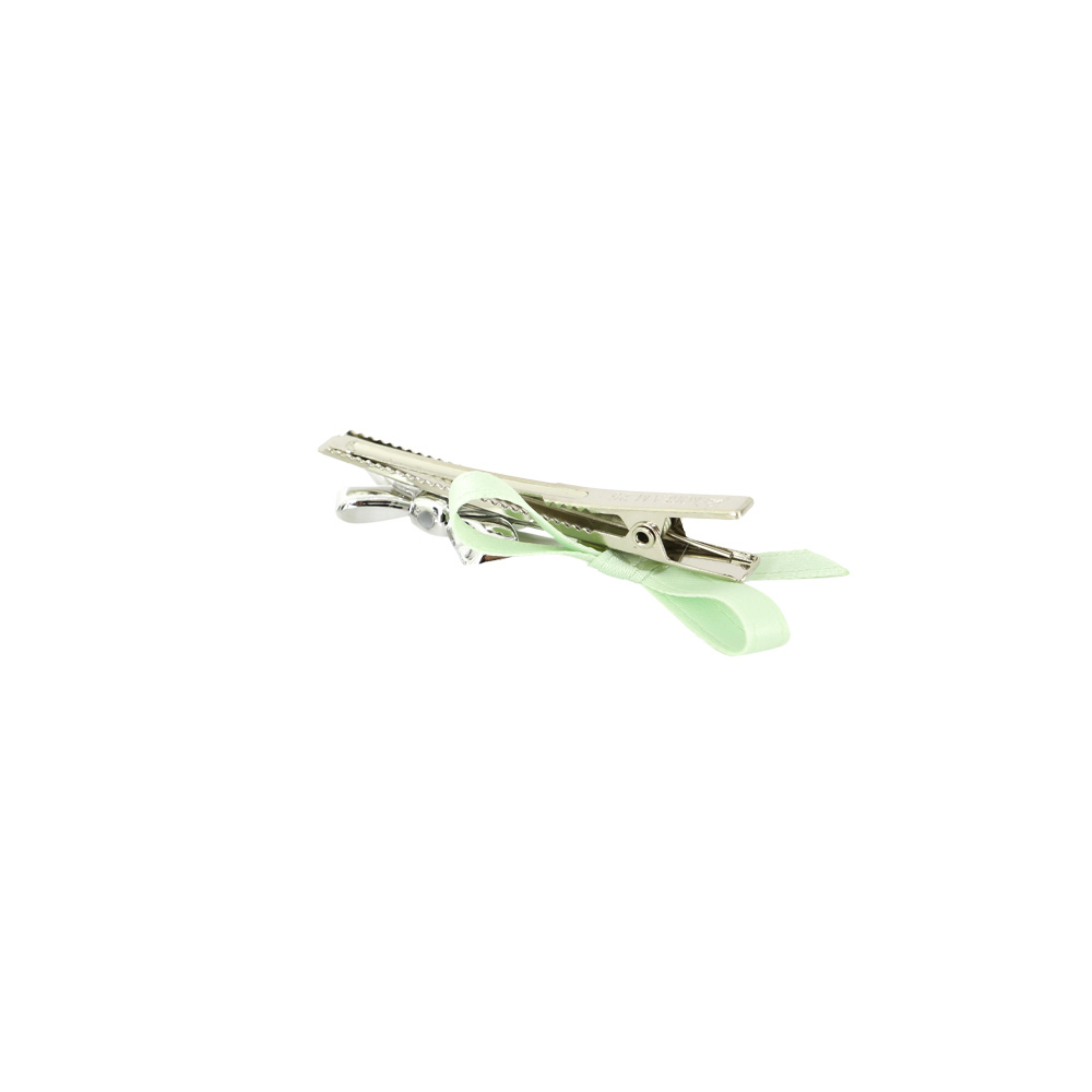 Silver and mint ribbon hairpin