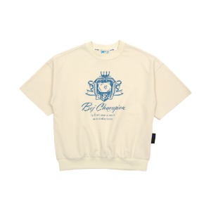 [바로배송] BEJ school emblem half sleeve sweatshirt (IVORY)