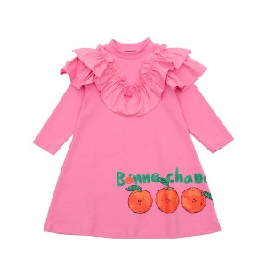 [바로배송] Pink orange frilled dress