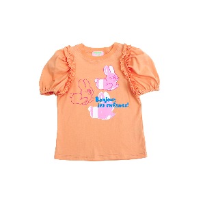 [바로배송] Rabbit frilled puff t-shirt (ORANGE)