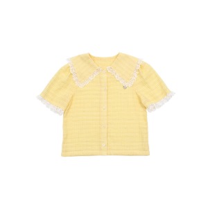 Yellow ripple collar blouse