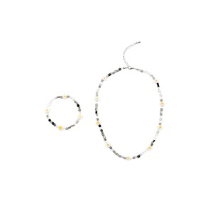 Daisy beads neckless &amp; bracelet SET (BLACK)