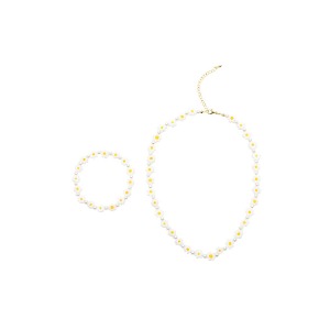 Daisy beads neckless &amp; bracelet SET (WHITE)