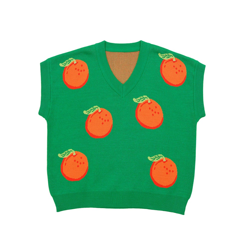 Orange cotton knitted vest (ADULT)