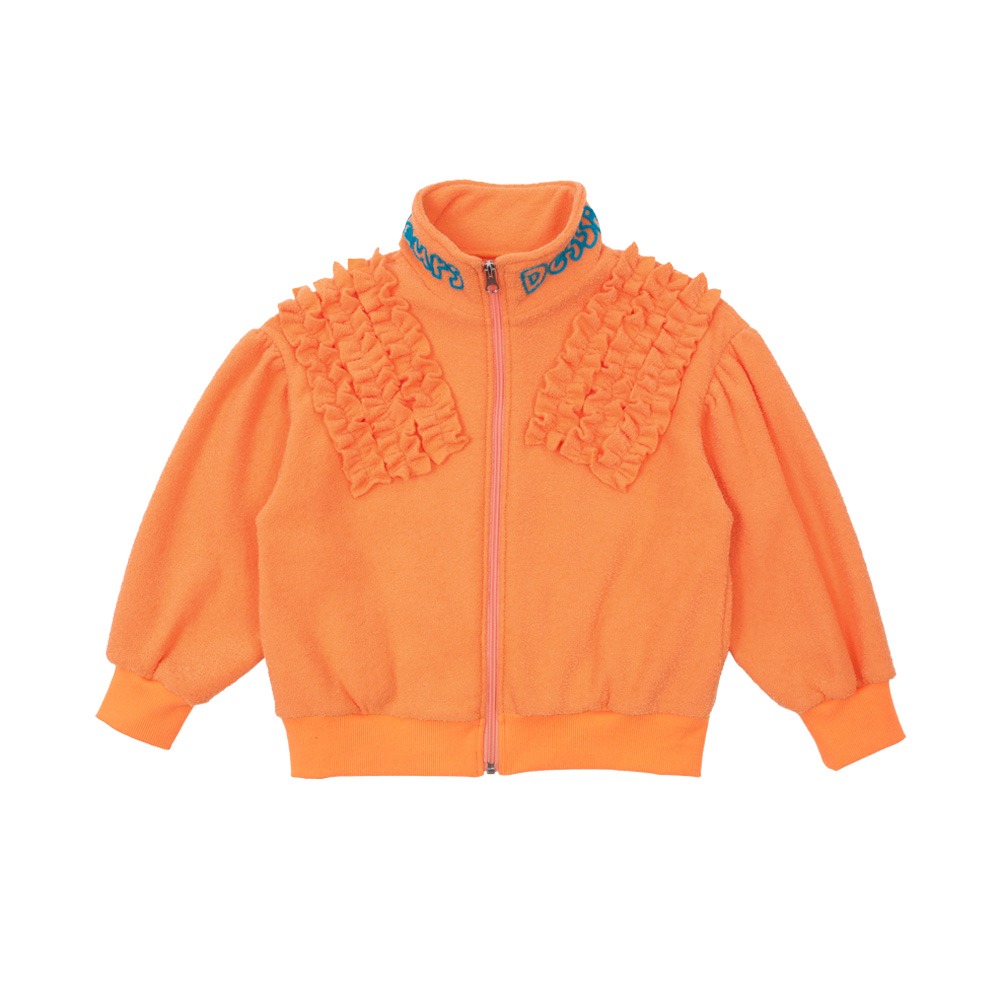 [바로배송] Orange flower frilled zip-up