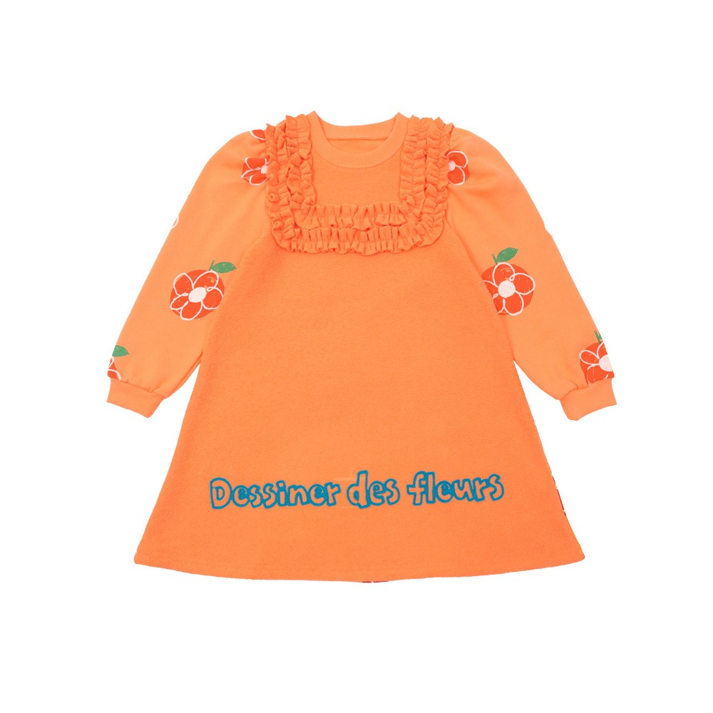 [바로배송] Orange flower frilled dress
