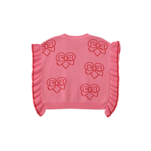 [바로배송] Heart ribbon summer knitted top