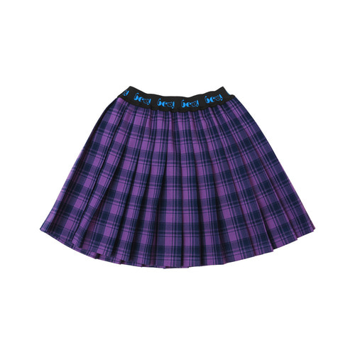 [여유수량 ~12/8 PM 13:00까지 15% 할인율 적용] BEJ Check pleated skirt (purple)