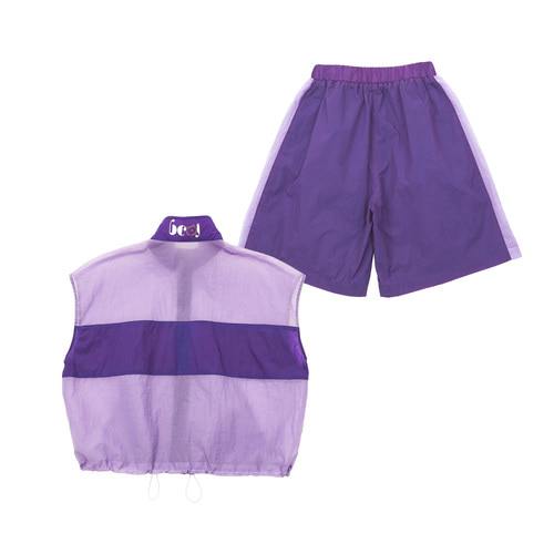 [바로배송 세트할인10%] Sleeveless windbreaker + shorts SET (PURPLE)