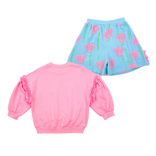 [바로배송 10% 세트 할인율 적용] Seashell frilled sweatshirt +  skirt shorts SET