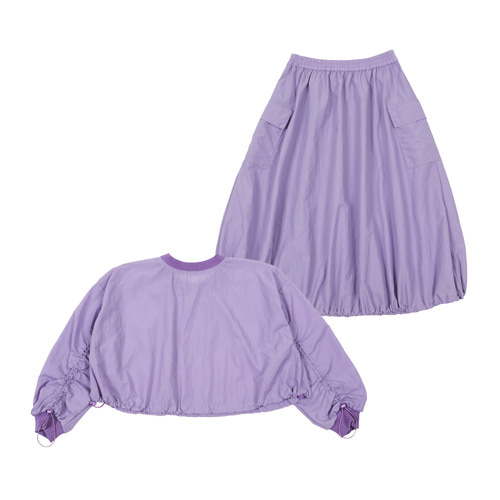 [바로배송 10% 세트 할인율 적용] Woven sweatshirt + long skirt SET (PURPLE)