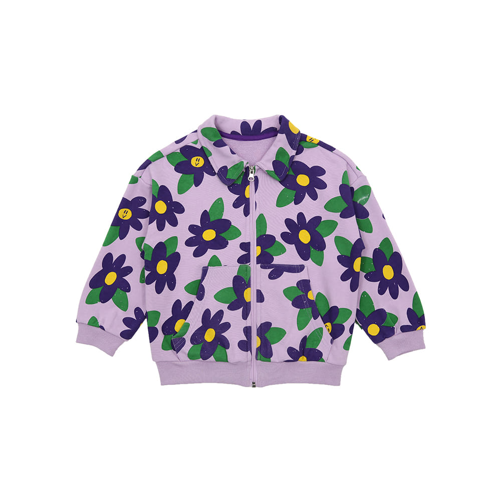 [프리오더 15% 할인율 적용 49,000→41,650] BE purple flowers cotton zip-up jumper