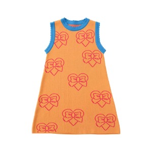 [바로배송] Orange heart ribbon summer knitted dress