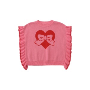 [바로배송] Heart ribbon summer knitted top