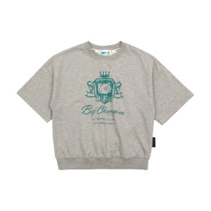 [바로배송] BEJ school emblem half sleeve sweatshirt (GRAY)