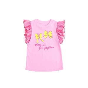[바로배송] Ribbon butterfly frill t-shirt (PINK)