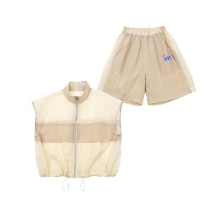 [바로배송 세트할인10%] Sleeveless windbreaker + shorts SET (BEIGE)