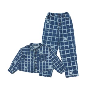 [바로배송 10% 세트 할인율 적용] Check printing washing jacket + pants SET (BLUE)