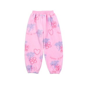 [바로배송] Scribble on flowers fleece pants (PINK)