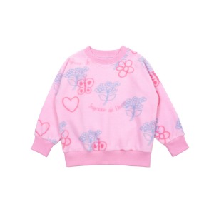 [바로배송] Scribble on flowers fleece sweatshirt (PINK)