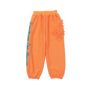Orange flower frilled pants