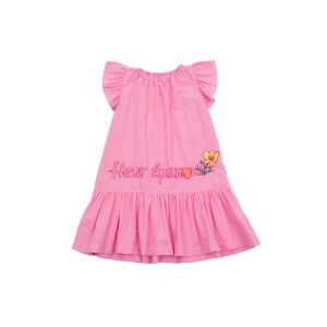 [바로배송] Yellow flower lace pink dress