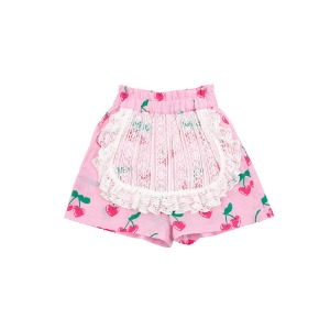 Heart cherry lace apron shorts